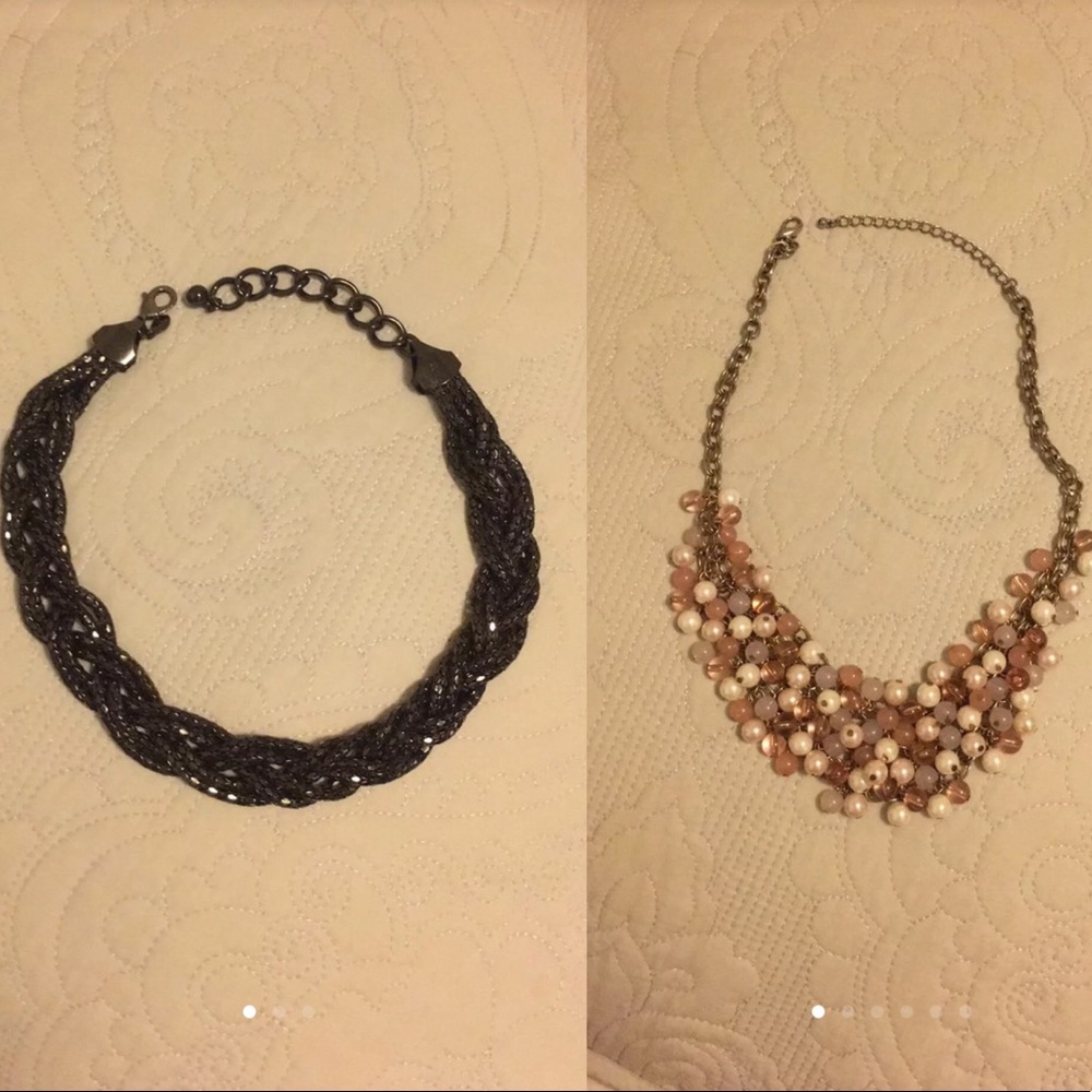 Mesh Black & Pearl Like Necklaces
